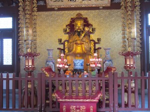Altar at the Buddhist temple and caves in Hangzhou