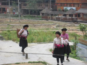 Yao women outside our hotel in Dazhai