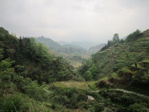 Light rain over the mountain rice terraces