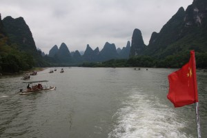 Smaller boats next to ours on the Li River